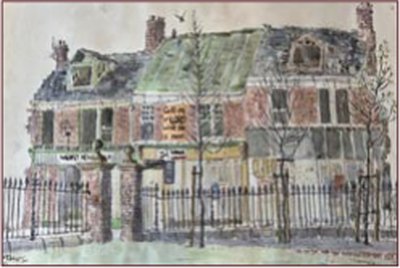 Painting by Charlie Rogers, from page 29 of Pursued by Bulldozers