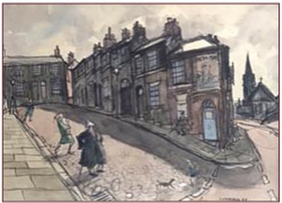 Painting by Charlie Rogers, from page 31 of Pursued by Bulldozers