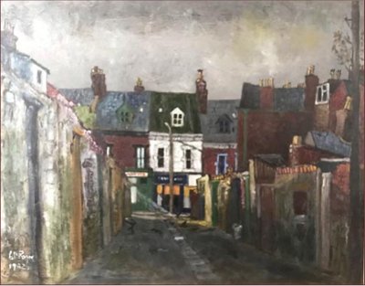 Painting by Charlie Rogers, from page 34 of Pursued by Bulldozers