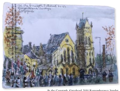 Painting by Charlie Rogers, from page 37 of Pursued by Bulldozers