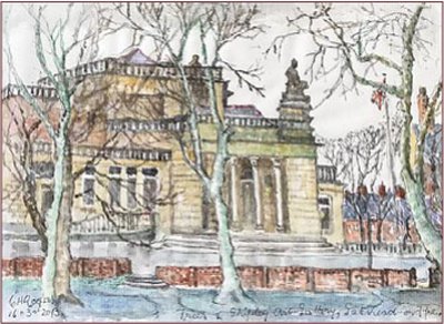 Painting by Charlie Rogers, from page 38 of Pursued by Bulldozers