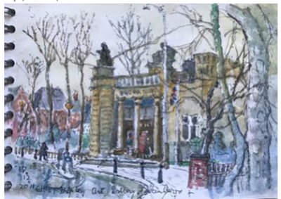 Painting by Charlie Rogers, from page 38 of Pursued by Bulldozers