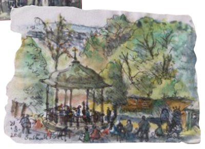 Painting by Charlie Rogers, from page 40 of Pursued by Bulldozers