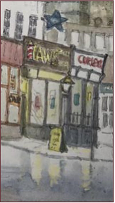 Painting by Charlie Rogers, from page 41 of Pursued by Bulldozers