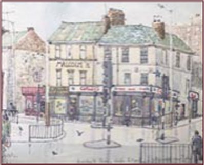 Painting by Charlie Rogers, from page 41 of Pursued by Bulldozers