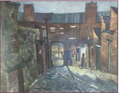 Painting by Charlie Rogers, from page 43 of Pursued by Bulldozers