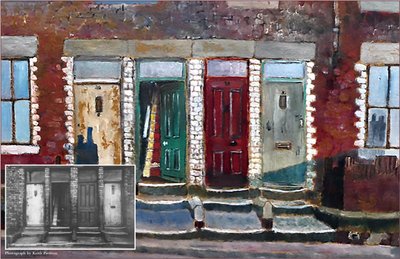 Painting by Charlie Rogers, from page 44 of Pursued by Bulldozers