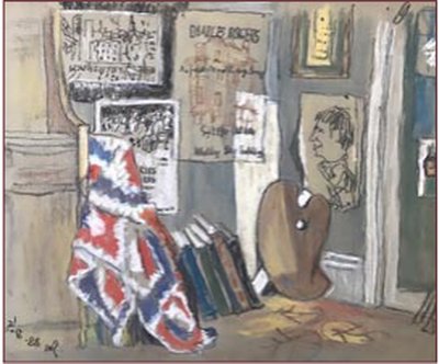 Painting by Charlie Rogers, from page 45 of Pursued by Bulldozers