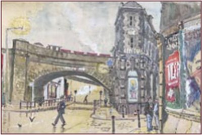 Painting by Charlie Rogers, from page 47 of Pursued by Bulldozers
