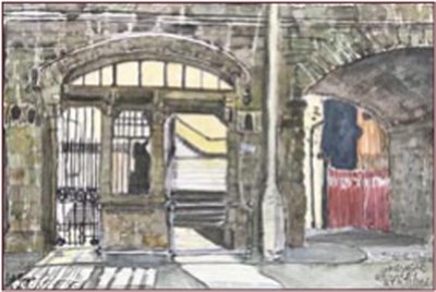 Painting by Charlie Rogers, from page 47 of Pursued by Bulldozers