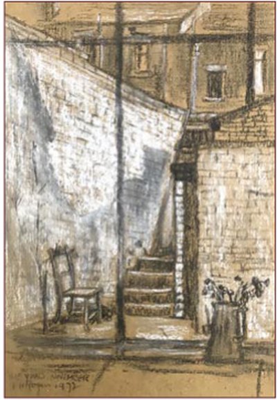 Painting by Charlie Rogers, from page 51 of Pursued by Bulldozers