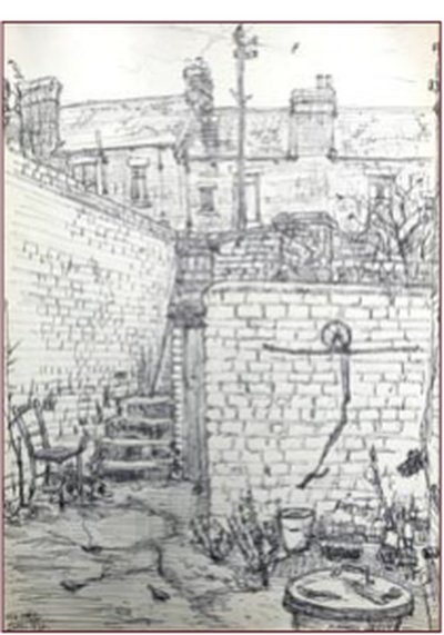 Painting by Charlie Rogers, from page 51 of Pursued by Bulldozers