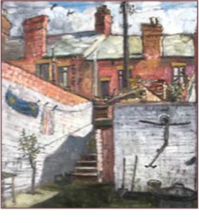 Painting by Charlie Rogers, from page 51 of Pursued by Bulldozers