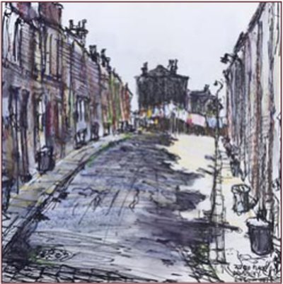 Painting by Charlie Rogers, from page 52 of Pursued by Bulldozers