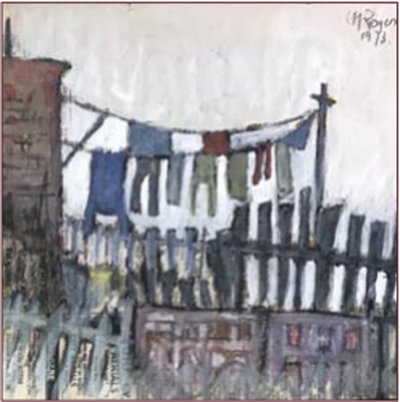 Painting by Charlie Rogers, from page 52 of Pursued by Bulldozers