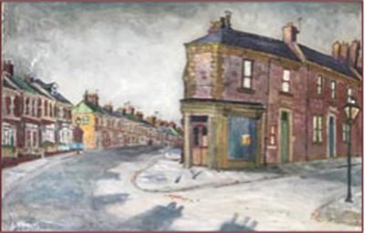 Painting by Charlie Rogers, from page 53 of Pursued by Bulldozers