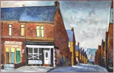 Painting by Charlie Rogers, from page 53 of Pursued by Bulldozers