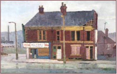 Painting by Charlie Rogers, from page 53 of Pursued by Bulldozers