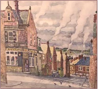 Painting by Charlie Rogers, from page 53 of Pursued by Bulldozers