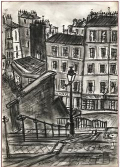 Painting by Charlie Rogers, from page 60 of Pursued by Bulldozers