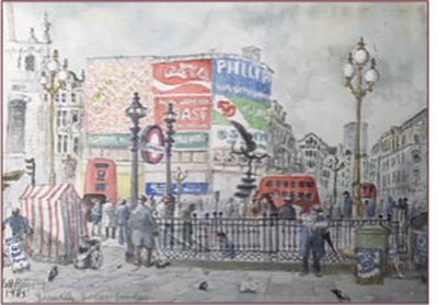 Painting by Charlie Rogers, from page 62 of Pursued by Bulldozers