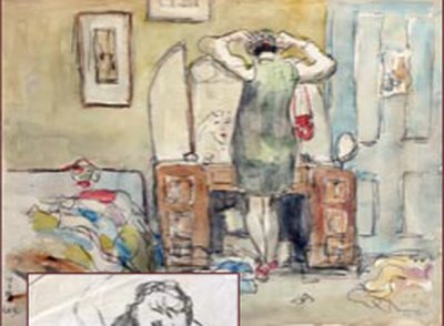 Painting by Charlie Rogers, from page 65 of Pursued by Bulldozers