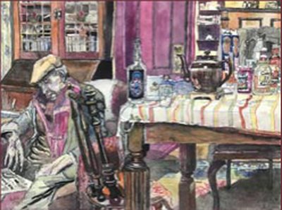 Painting by Charlie Rogers, from page 66 of Pursued by Bulldozers