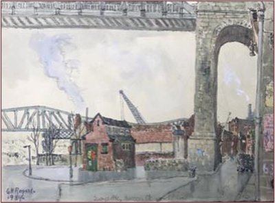 Painting by Charlie Rogers, from page 76 of Pursued by Bulldozers