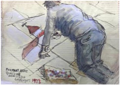 Painting by Charlie Rogers, from page 78 of Pursued by Bulldozers