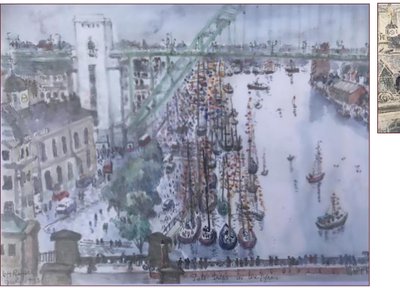 Painting by Charlie Rogers, from page 80 of Pursued by Bulldozers