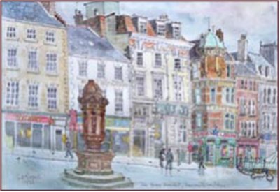 Painting by Charlie Rogers, from page 81 of Pursued by Bulldozers