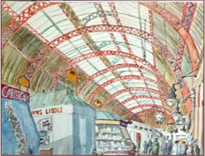 Painting by Charlie Rogers, from page 83 of Pursued by Bulldozers