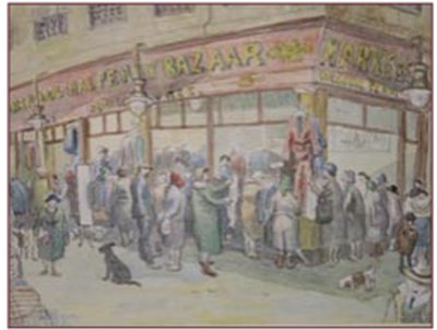 Painting by Charlie Rogers, from page 83 of Pursued by Bulldozers