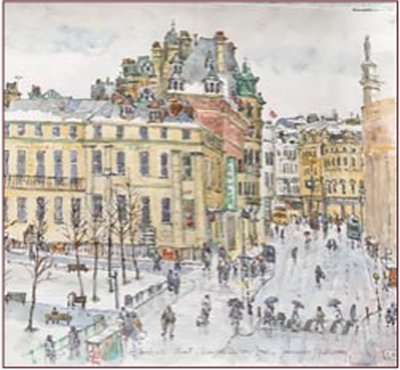 Painting by Charlie Rogers, from page 83 of Pursued by Bulldozers