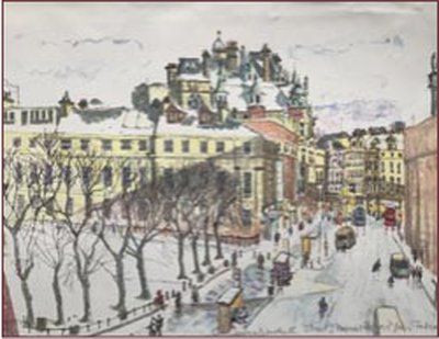 Painting by Charlie Rogers, from page 84 of Pursued by Bulldozers