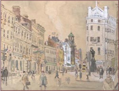 Painting by Charlie Rogers, from page 84 of Pursued by Bulldozers