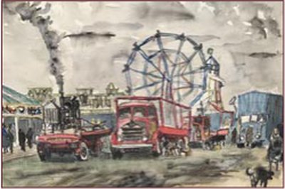 Painting by Charlie Rogers, from page 84 of Pursued by Bulldozers