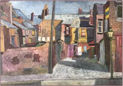 Painting by Charlie Rogers, from page 85 of Pursued by Bulldozers