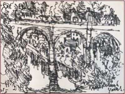 Painting by Charlie Rogers, from page 87 of Pursued by Bulldozers