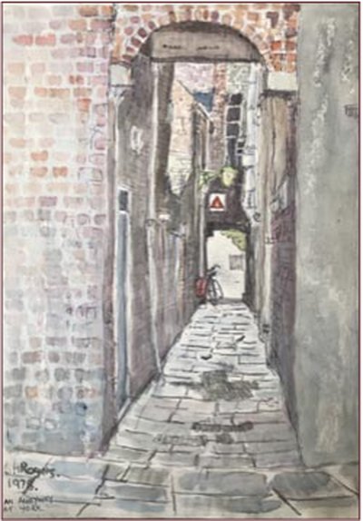 Painting by Charlie Rogers, from page 87 of Pursued by Bulldozers