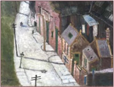 Painting by Charlie Rogers, from page 90 of Pursued by Bulldozers