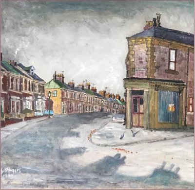 Painting by Charlie Rogers, from page 90 of Pursued by Bulldozers