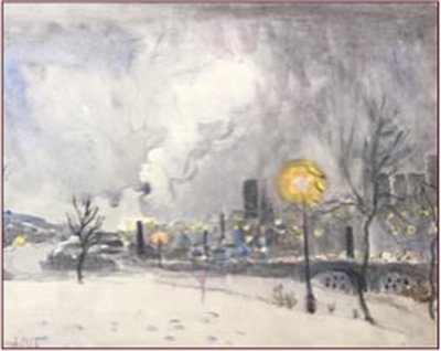 Painting by Charlie Rogers, from page 91 of Pursued by Bulldozers