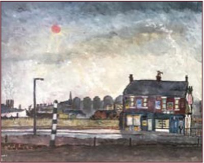 Painting by Charlie Rogers, from page 91 of Pursued by Bulldozers