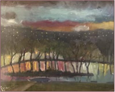 Painting by Charlie Rogers, from page 91 of Pursued by Bulldozers