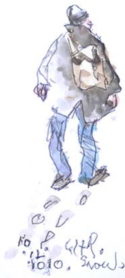 Painting by Charlie Rogers, from page 92 of Pursued by Bulldozers