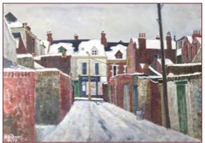 Painting by Charlie Rogers, from page 92 of Pursued by Bulldozers