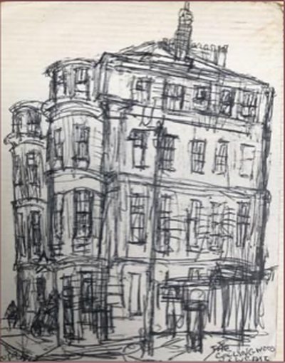 Painting by Charlie Rogers, from page 94 of Pursued by Bulldozers