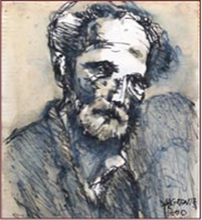 Painting by Charlie Rogers, from page 96 of Pursued by Bulldozers