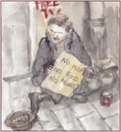 Painting by Charlie Rogers, from page 96 of Pursued by Bulldozers